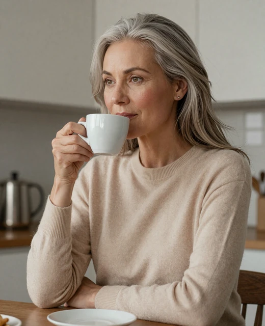 Diana, 39, verified Salmadate profile card showing a woman enjoying coffee in her kitchen